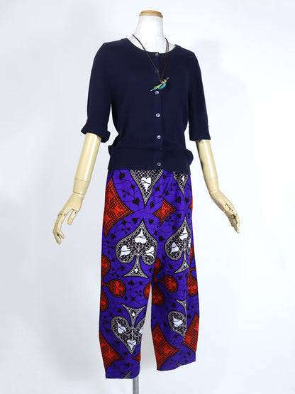 前後ポケット付きコクーンパンツ/パープル×スペード&ダイヤ