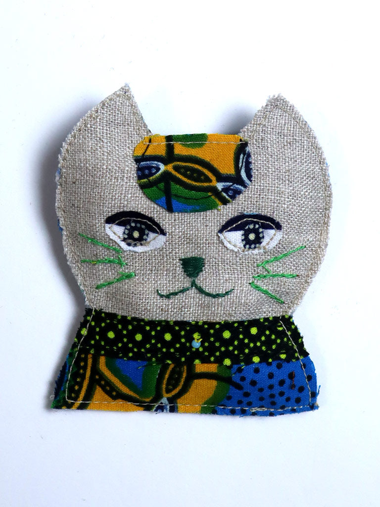 布ブローチ/キャット0215b