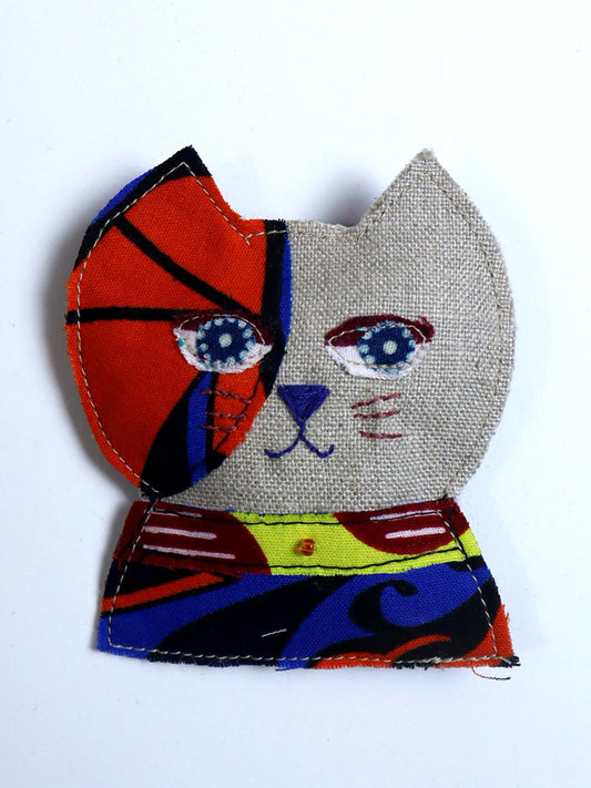 布ブローチ/キャット0215c