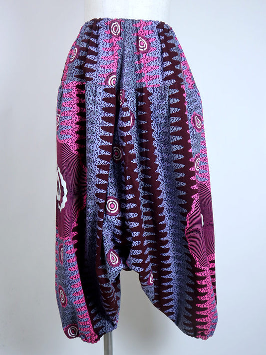 ポケット付きサルエルパンツ・ロング/ピンクフラワー