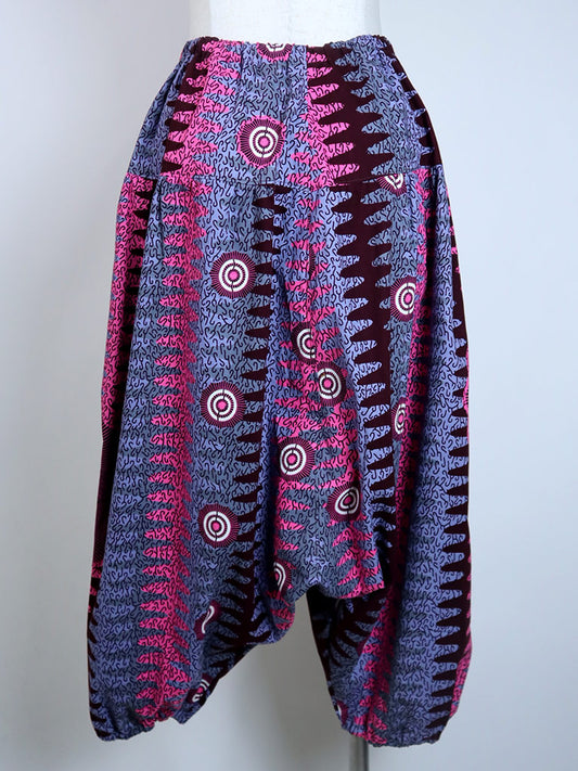 ポケット付きサルエルパンツ・ロング/ピンクフラワー