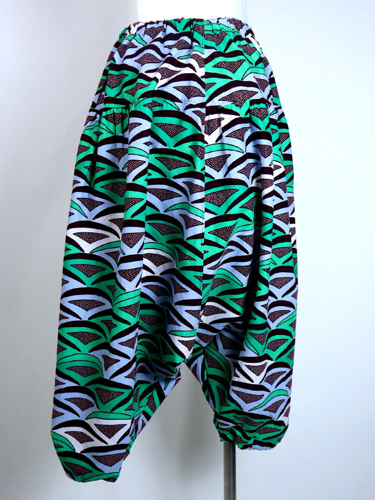 ポケット付きサルエルパンツ・ロング/ターコイズウェーブ