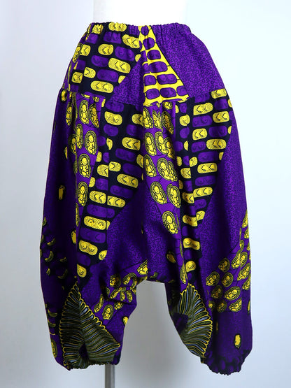 ポケット付きサルエルパンツ・ロング/パープル×イエローベイビー