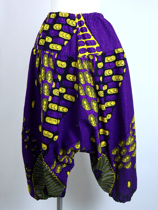 ポケット付きサルエルパンツ・ロング/パープル×イエローベイビー