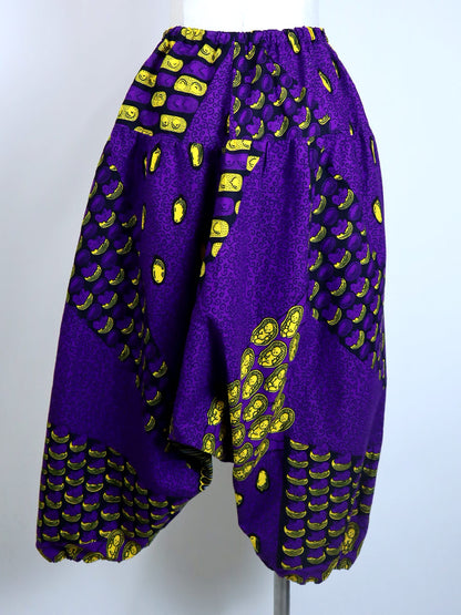 ポケット付きサルエルパンツ・ロング/パープル×イエローベイビー