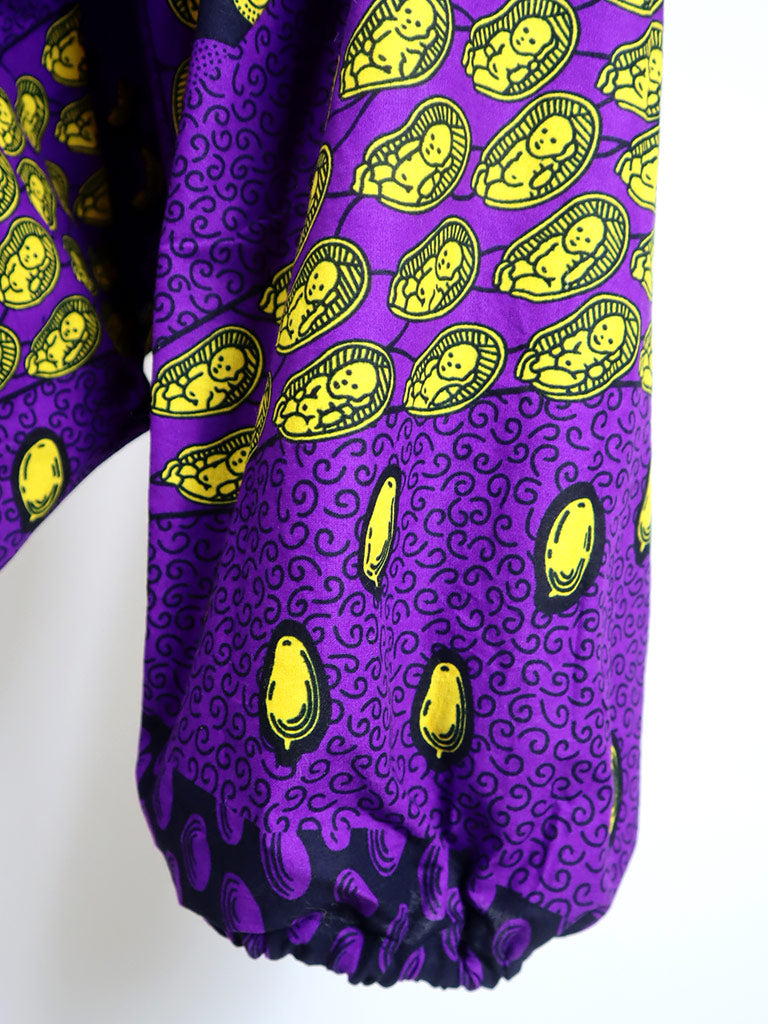 ポケット付きサルエルパンツ・ロング/パープル×イエローベイビー