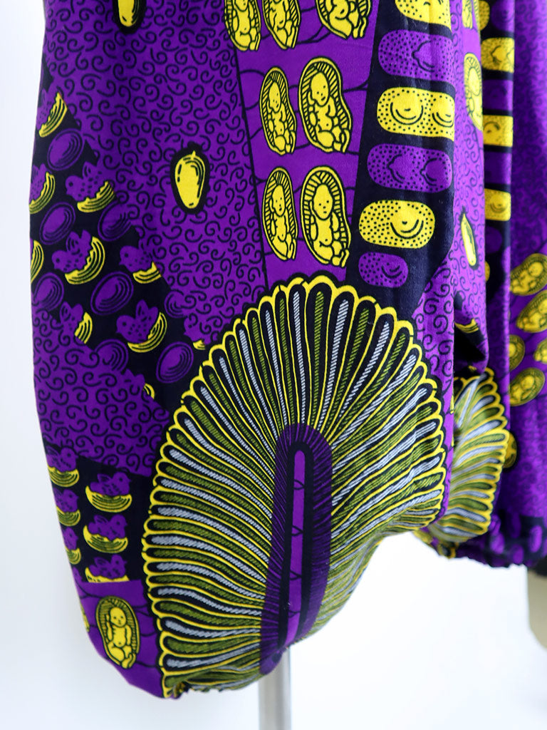 ポケット付きサルエルパンツ・ロング/パープル×イエローベイビー