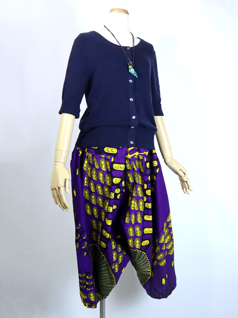 ポケット付きサルエルパンツ・ロング/パープル×イエローベイビー