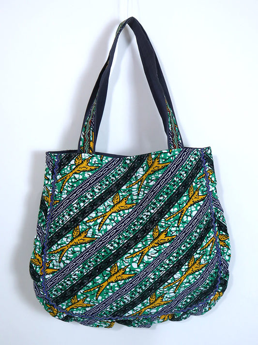 ぷくぷくトートバッグ・グリーン×オレンジバード