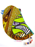 画像をギャラリービューアに読み込む, アフリカンプリントの鳥さんポーチ・イエローボディブルービークバード

