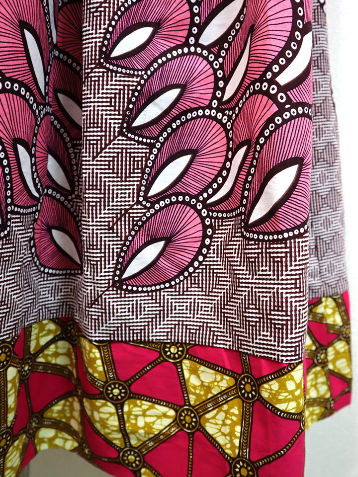 ポケット付きギャザー切り替えスカート・ピンクフェザー×トライアングル