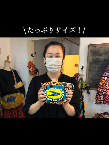 コラージュポーチ・バード・オレンジ×フィッシュ