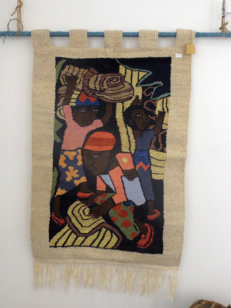 ジンバブエの手織りタペストリー・働く女性たち